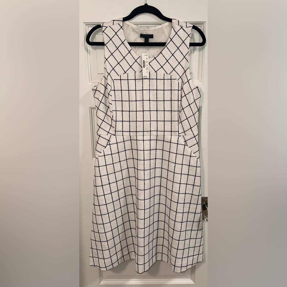 J. Crew Black and White Checkered Midi Dress